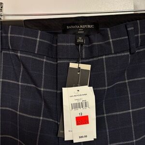 Banana Republic Women’s Logan Navy Checkered Suit Pants